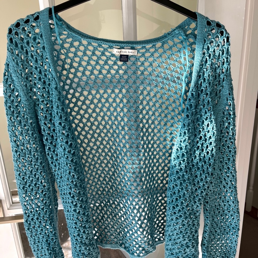 Blue Crochet Cardigan
